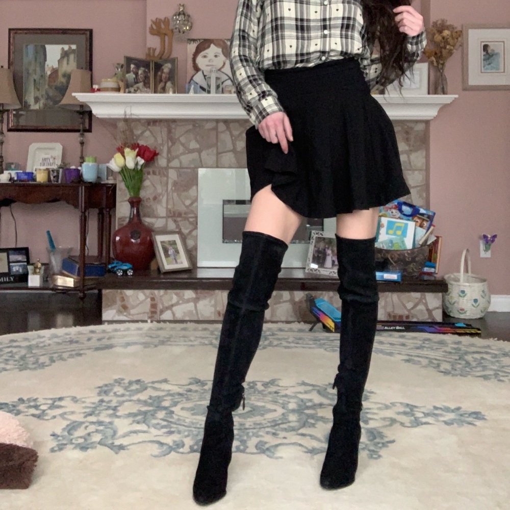 Stella Luna Black Suede Thigh High Boots
